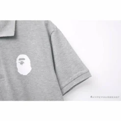 Hypeyourbeast BAPE Classic Ape Head Print Versatile Polo Shirt'GREY'