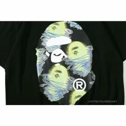 Hypeyourbeast Clothes BAPE Green Ape Head Blue Storm Tee Shirt'BLACK'