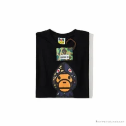 Hypeyourbeast BAPE Baby Milo Blue Shark Hat Little Monkey Tee Shirt'BLACK' Clothes