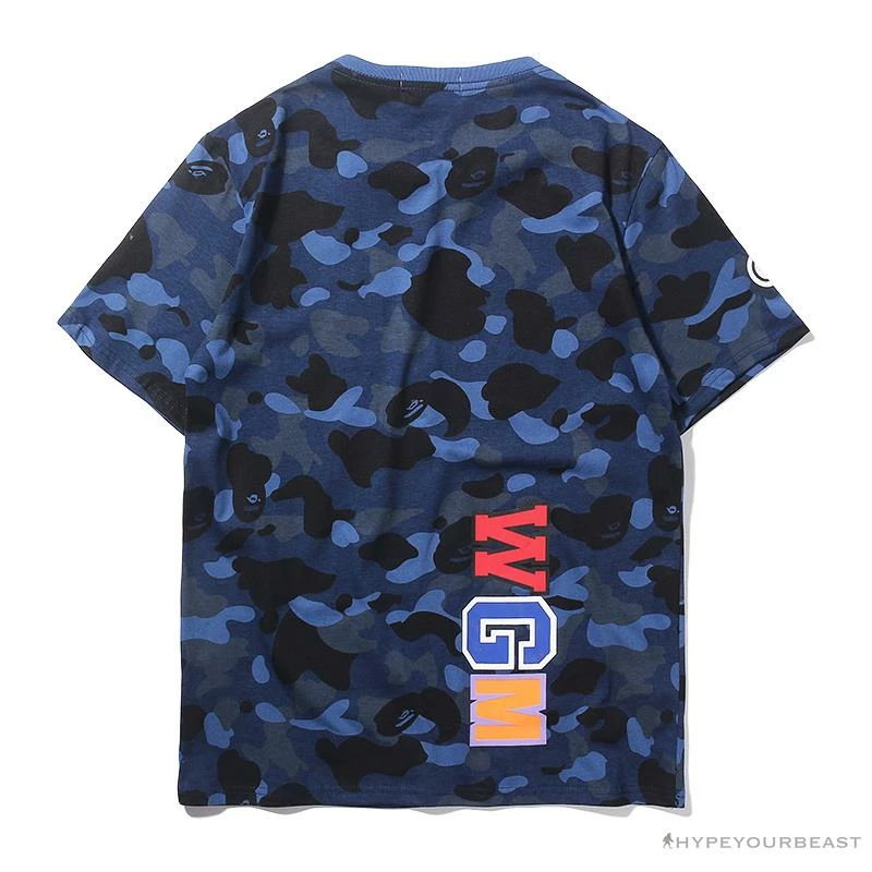 Hypeyourbeast BAPE Camouflage Shark Head Classic Cotton Short Sleeve Tee Shirt 'BLUE' Clothes