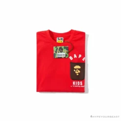 Hypeyourbeast BAPE KIDS Small Net Pocket Ape Man Head Tee Shirt'RED' Clothes
