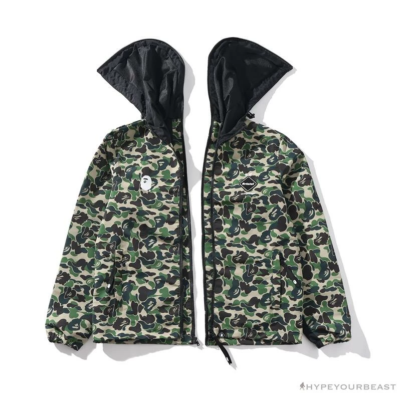 Hypeyourbeast BAPE X FCRB Joint Double Zip Camouflage Hoodie 'GREEN'
