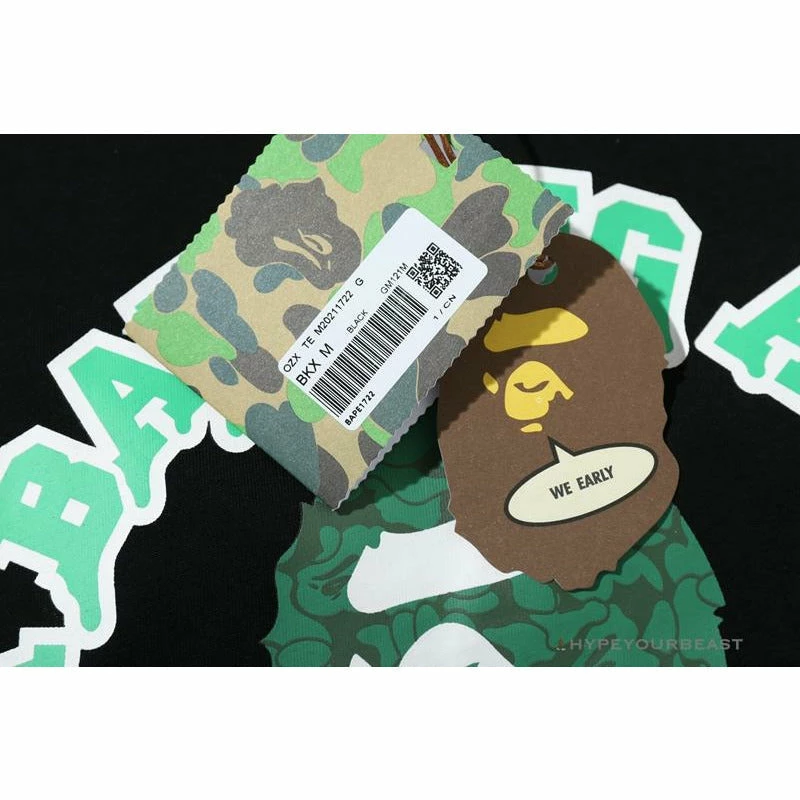 Hypeyourbeast Clothes BAPE Paint Splash Green Camouflage Tee Shirt 'BLACK'