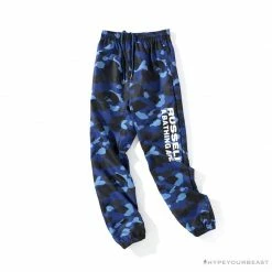 Hypeyourbeast Clothes BAPE X RUSSELL ATHLETIC Drawstring Camouflage Pants'BLUE'
