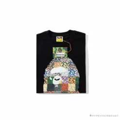 Hypeyourbeast BAPE Ape Man Head 28th Anniversary Camouflage Color Block Tee'BLACK'