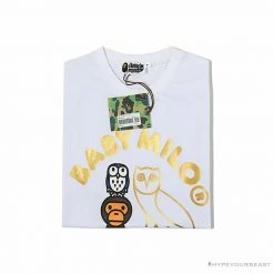 Hypeyourbeast BAPE Baby Milo Owl Bronzing Tee Shirt'WHITE' Clothes
