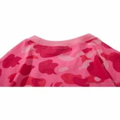 Hypeyourbeast BAPE Pink Camouflage Shark Head Fake Zipper Tee Shirt