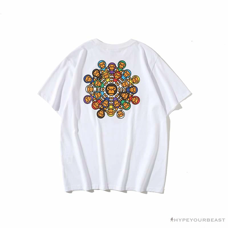 Hypeyourbeast BAPE Baby Milo Ring Colorful Kaleidoscope Tee Shirt 'WHITE' Clothes