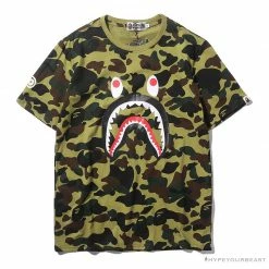 Hypeyourbeast BAPE Camouflage Shark Head Classic Cotton Short Sleeve Tee Shirt 'GREEN' Clothes