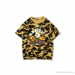 Hypeyourbeast Clothes BAPE KIDS Elbow Hug Gorilla Camouflage Tee Shirt 'YELLOW'