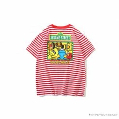 Hypeyourbeast BAPE Baby Milo Sesame Street Striped Tee Shirt 'RED'
