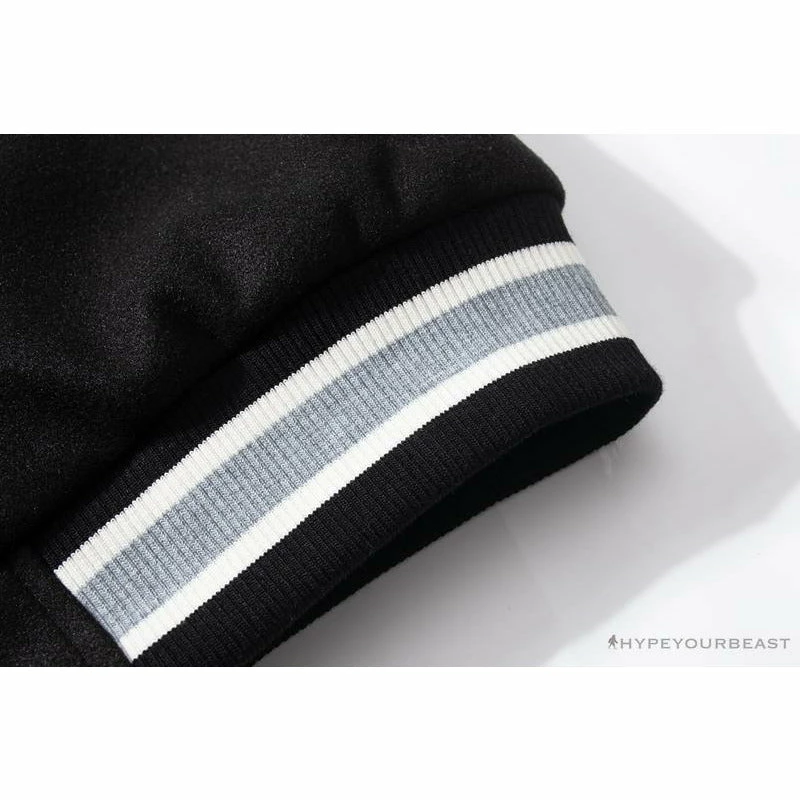 Hypeyourbeast BAPE Embroidered STA Star Stitched Woolen Baseball Jacket 'BLACK'