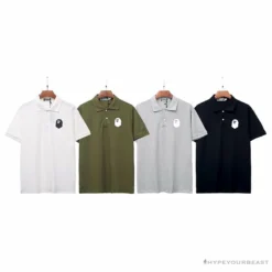 Hypeyourbeast BAPE Classic Ape Head Print Versatile Polo Shirt'GREY'