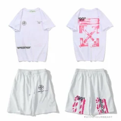 Hypeyourbeast OFF-WHITE 99 X Pink Arrow Shorts'WHITE' Pants