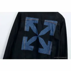 Hypeyourbeast OFF-WHITE Autumn And Winter New ️Back Blue Arrow Wash Denim Jacket Hoodies & Jackets