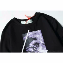 Hypeyourbeast OFF-WHITE Classic Wave Oil Painting Cotton Terry Long Sleeve Shirt 'BLACK' Shirts