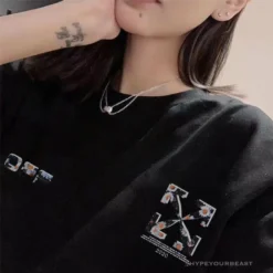 Hypeyourbeast T-Shirts OFF-WHITE Daisy Graffiti Arrow Conley Tee Shirt'BLACK'