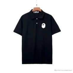 Hypeyourbeast Clothes BAPE Classic Ape Head Print Versatile Polo Shirt 'BLACK'