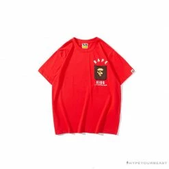 Hypeyourbeast BAPE KIDS Small Net Pocket Ape Man Head Tee Shirt 'RED' Clothes