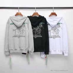 Hypeyourbeast Hoodies & Jackets OFF-WHITE Hand-Painted Utility Pole Worker Hoodie'GREY'