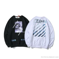 Hypeyourbeast Shirts OFF-WHITE Classic Wave Oil Painting Cotton Terry Long Sleeve Shirt'WHITE'