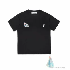 Hypeyourbeast OFF-WHITE Graffiti Letter Doraemon Tee Shirt' BLACK' T-Shirts
