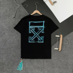 Hypeyourbeast T-Shirts OFF-WHITE Light Blue Marker Draw Pattern Tee Shirt 'BLACK'
