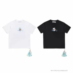 Hypeyourbeast OFF-WHITE Spoof Doraemon Arrow Tee Shirt White T-Shirts