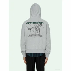 Hypeyourbeast Hoodies & Jackets OFF-WHITE Hand-Painted Utility Pole Worker Hoodie'GREY'