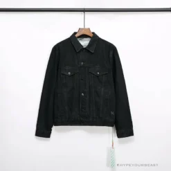 Hypeyourbeast OFF-WHITE Autumn And Winter New ️Back Blue Arrow Wash Denim Jacket Hoodies & Jackets