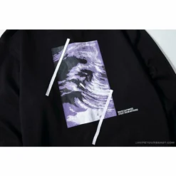 Hypeyourbeast OFF-WHITE Classic Wave Oil Painting Cotton Terry Long Sleeve Shirt'BLACK' Shirts