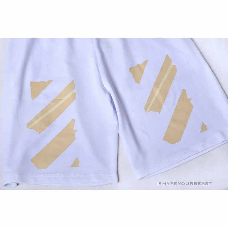 Hypeyourbeast Pants OFF-WHITE Explosive Strip Basic Arrow Shorts 'WHITE'