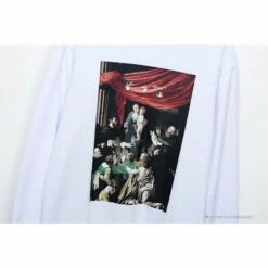 Hypeyourbeast OFF-WHITE New Madonna Painting Cotton Terry Long Sleeve Shirt'WHITE' Shirts