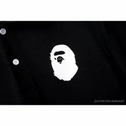 Hypeyourbeast Clothes BAPE Classic Ape Head Print Versatile Polo Shirt'BLACK'