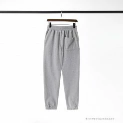 Hypeyourbeast Clothes BAPE Classic Ape Head Embroidered Standard Cotton Terry Pants 'LIGHT GREY'