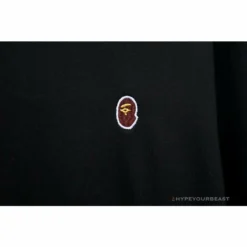 Hypeyourbeast Clothes BAPE Classic Ape Head Embroidered Long Sleeve Shirt'BLACK'