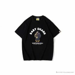 Hypeyourbeast Clothes BAPE Baby Shark Blue Shark Tee Shirt 'BLACK'