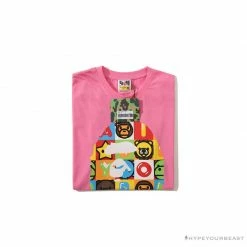 Hypeyourbeast Clothes BAPE Baby Milo Color Square Ape Head Tee Shirt'PINK'