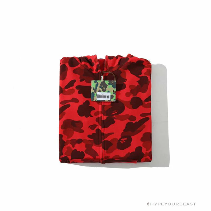 Hypeyourbeast Clothes BAPE Camo Hoodie Shark Head 'RED'