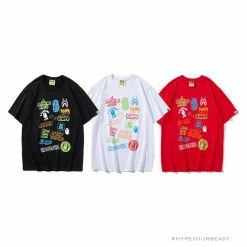 Hypeyourbeast Clothes BAPE Street Graffiti Tee Shirt'RED'