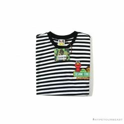 Hypeyourbeast Clothes BAPE Baby Milo Sesame Street Striped Tee Shirt'BLACK'