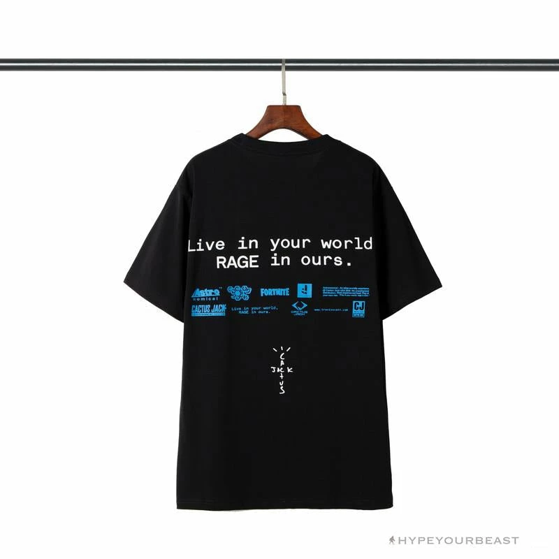 Hypeyourbeast OFF-WHITE Travis Scott Fortnite Peripheral Rap Tee Shirt "BLACK'