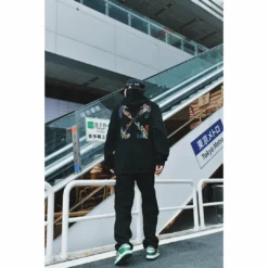 HypeYourBeast Off White Hoodie Embroidered Black Hoodies & Jackets