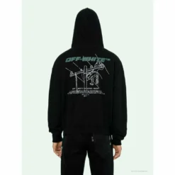 Hypeyourbeast Hoodies & Jackets OFF-WHITE Hand-Painted Utility Pole Worker Hoodie'BLACK'