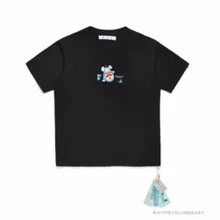 Hypeyourbeast OFF-WHITE Spoof Doraemon Arrow Tee Shirt 'BLACK' T-Shirts