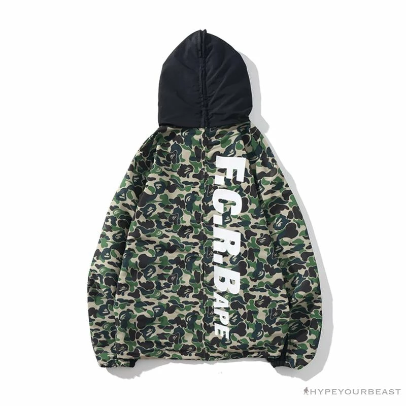 Hypeyourbeast BAPE X FCRB Joint Double Zip Camouflage Hoodie 'GREEN'