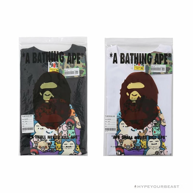 Hypeyourbeast Clothes BAPE Pokémon Co-branded Ape Head Tee Shirt 'BLACK'