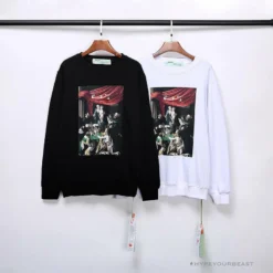 Hypeyourbeast OFF-WHITE New Madonna Painting Cotton Terry Long Sleeve Shirt'BLACK' Shirts