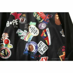 Hypeyourbeast Clothes BAPE Badge LOGO Sticker Style Stitching Hoodie