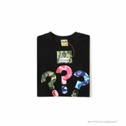 Hypeyourbeast Clothes BAPE Camouflage Three-Color Question Mark Tee Shirt'BLACK'